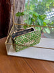 Green Peacock Motif Chikankari Moonga Silk Handle Sling Clutch