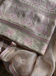 Grey Olive Organza Banarasi Silk Chikankari Unstitched Kurta Dupatta Set
