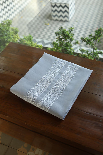 Grey Shade Mulmul Chikankari Unstitched Men's Kurtas Fabric