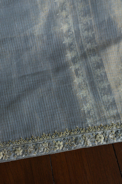 Grey Shade Shade Shade Tissue Kota Chikankari Unstitched Fabric