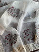 Grey & Maroon Noor Organza Floral Motif Chikankari Dupatta