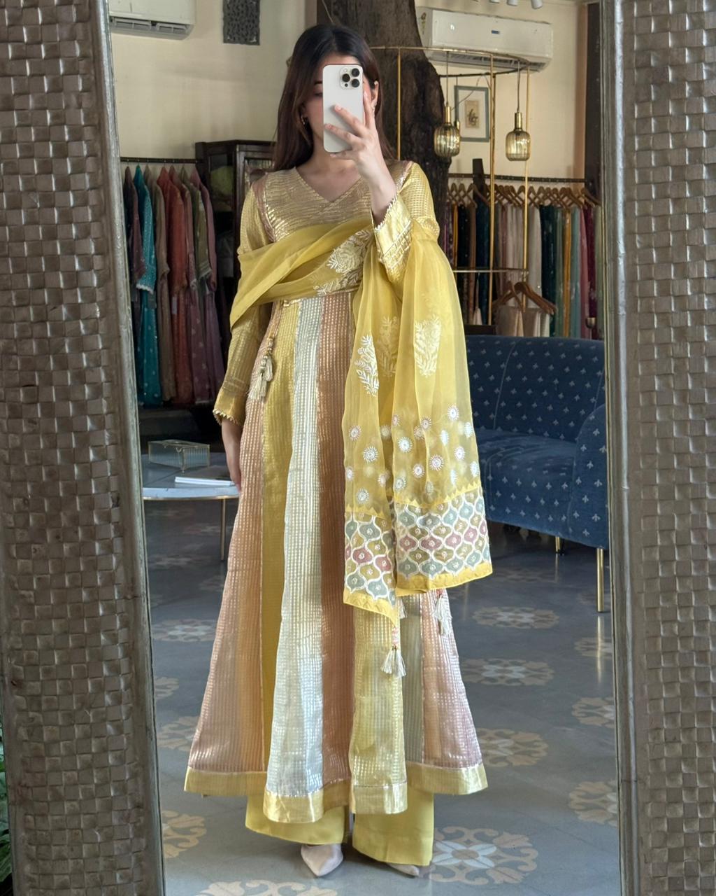 Handloom Tissue Kota Cassata Anarkali