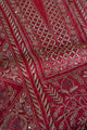 Hibiscus Red Shade Mal Cotton Fine Chikankari With Kamdani Work Unstitched Fabric
