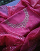 Hot Pink Chanderi Silk Mukaish Badla Unstitched Fabrics