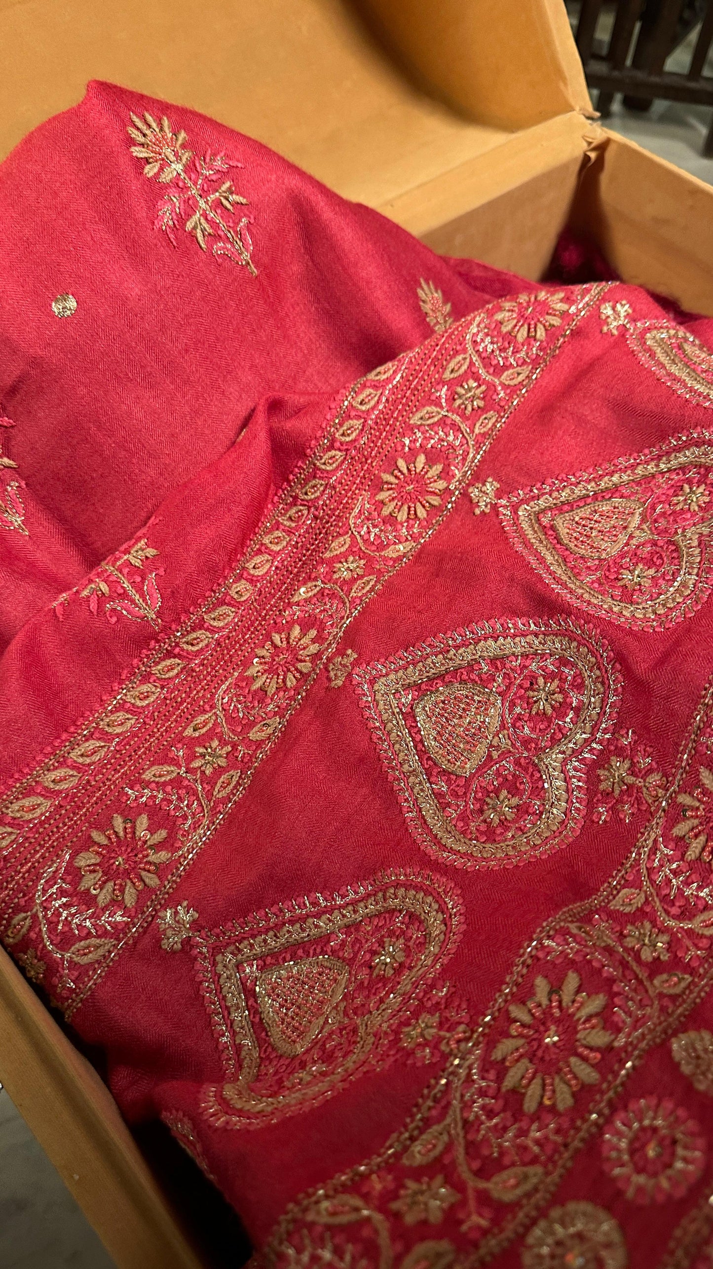 Hot Pink Pashmina x Chikankari Fabrics