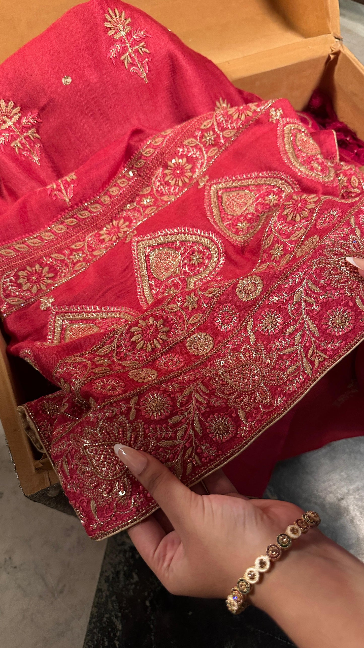 Hot Pink Pashmina x Chikankari Fabrics