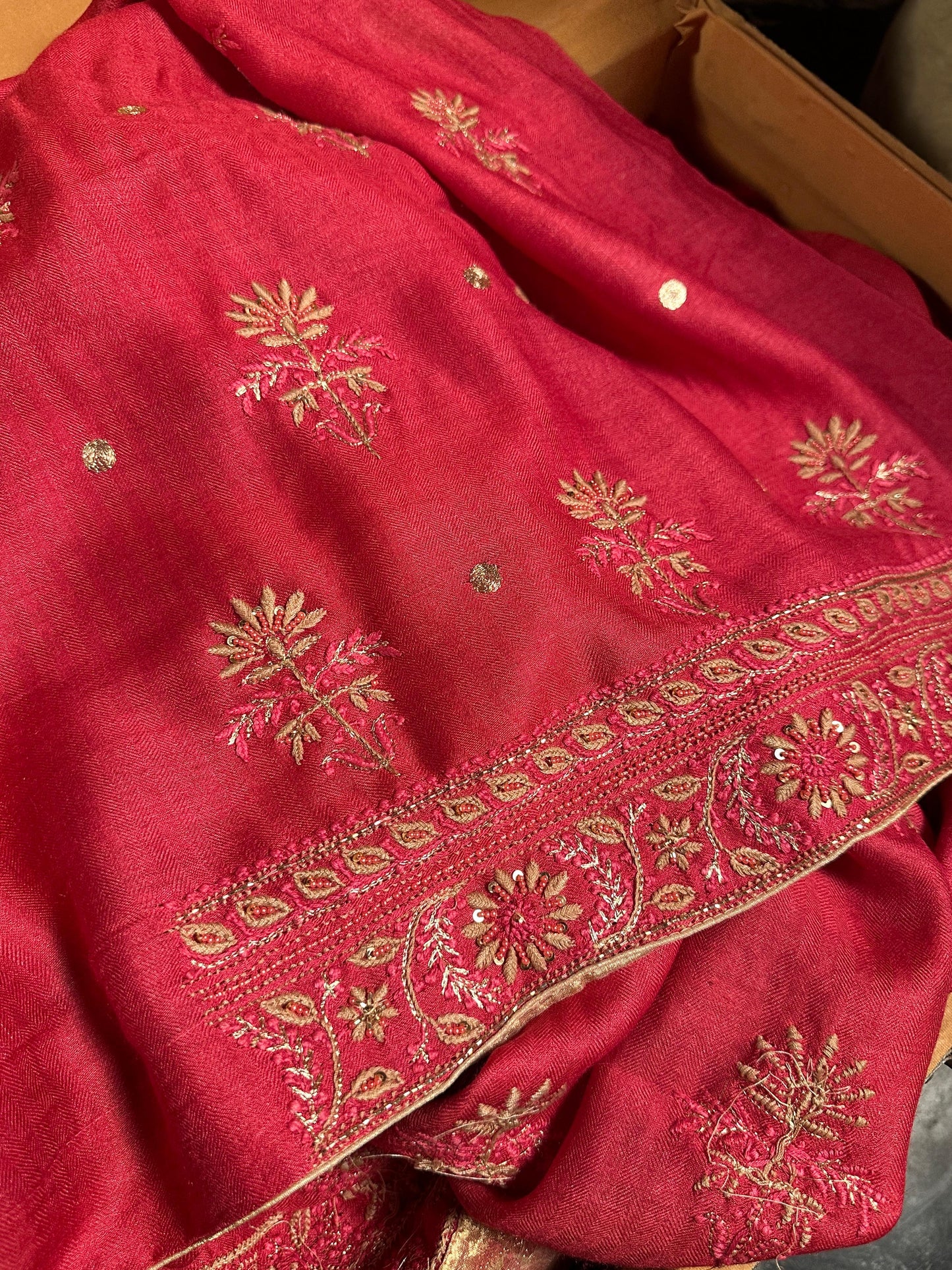 Hot Pink Pashmina x Chikankari Fabrics