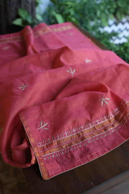 Hot Pink Tissue Silk Unstitched Fabric