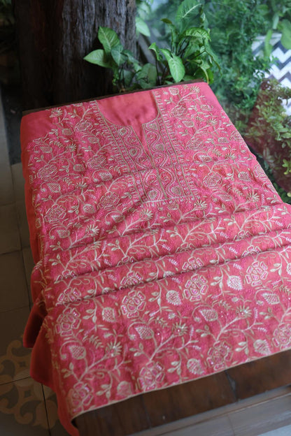 Hot Pink Tissue Silk Unstitched Fabric