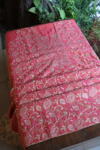 Hot Pink Tissue Silk Unstitched Fabric