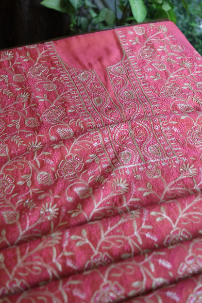 Hot Pink Tissue Silk Unstitched Fabric
