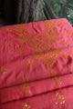 Hot Pink & Mustard Shade Mal Cotton Chikankari Unstitched Kurta Dupatta Fabric With Kamdani