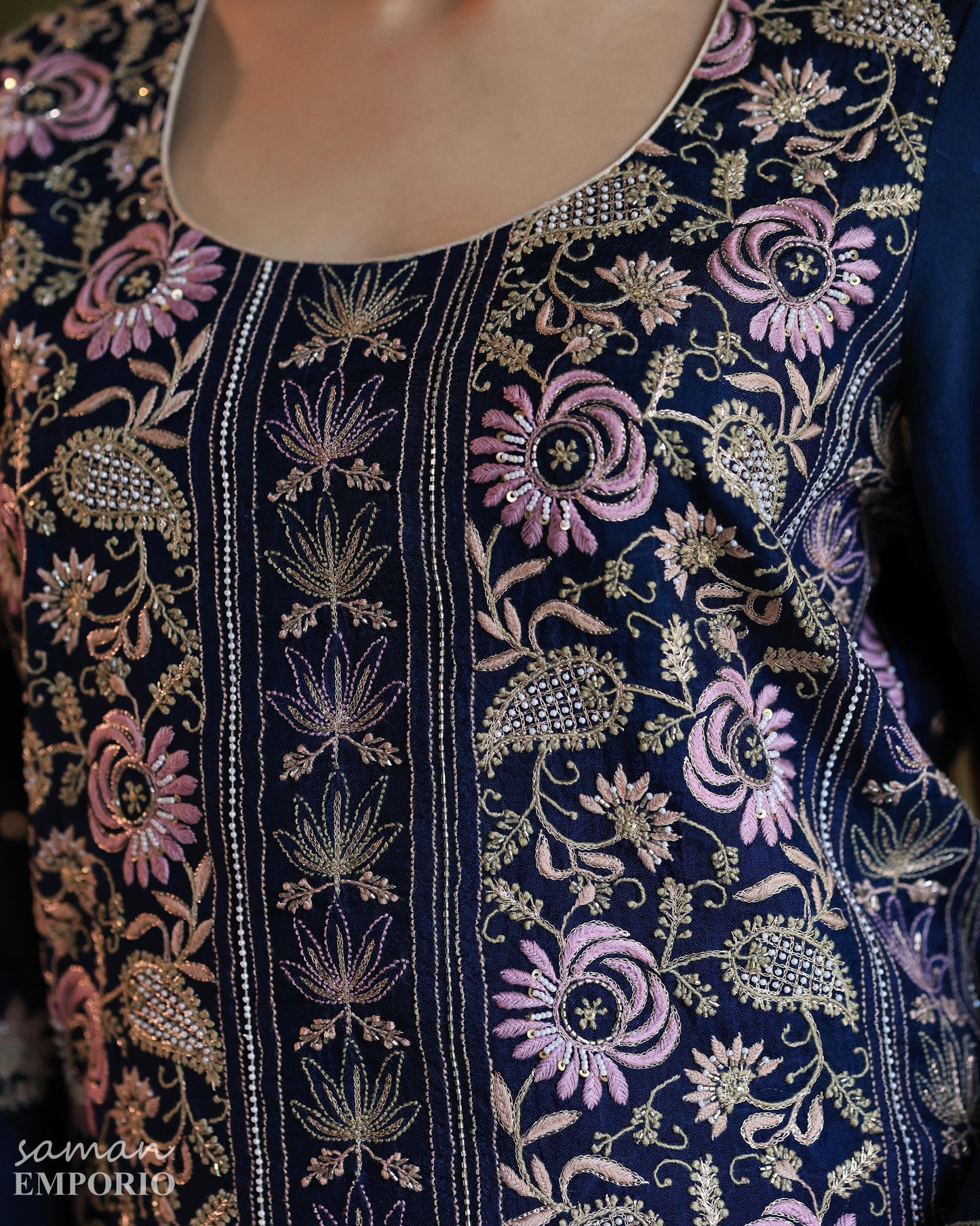 Blue Banarasi Noor Organza Chikankari Kurta With Dupatta