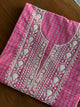 Pink Floral Cotton Kurta Fabric with Chikankari & Sequin Work