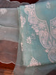 Ice Blue Shade Noor Organza Silk Chikankari Unstitched Kurta Dupatta Set