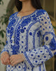 Indigo White Malmal Pearl Work Chikankari A Line Kalidar Kurta With Dupatta