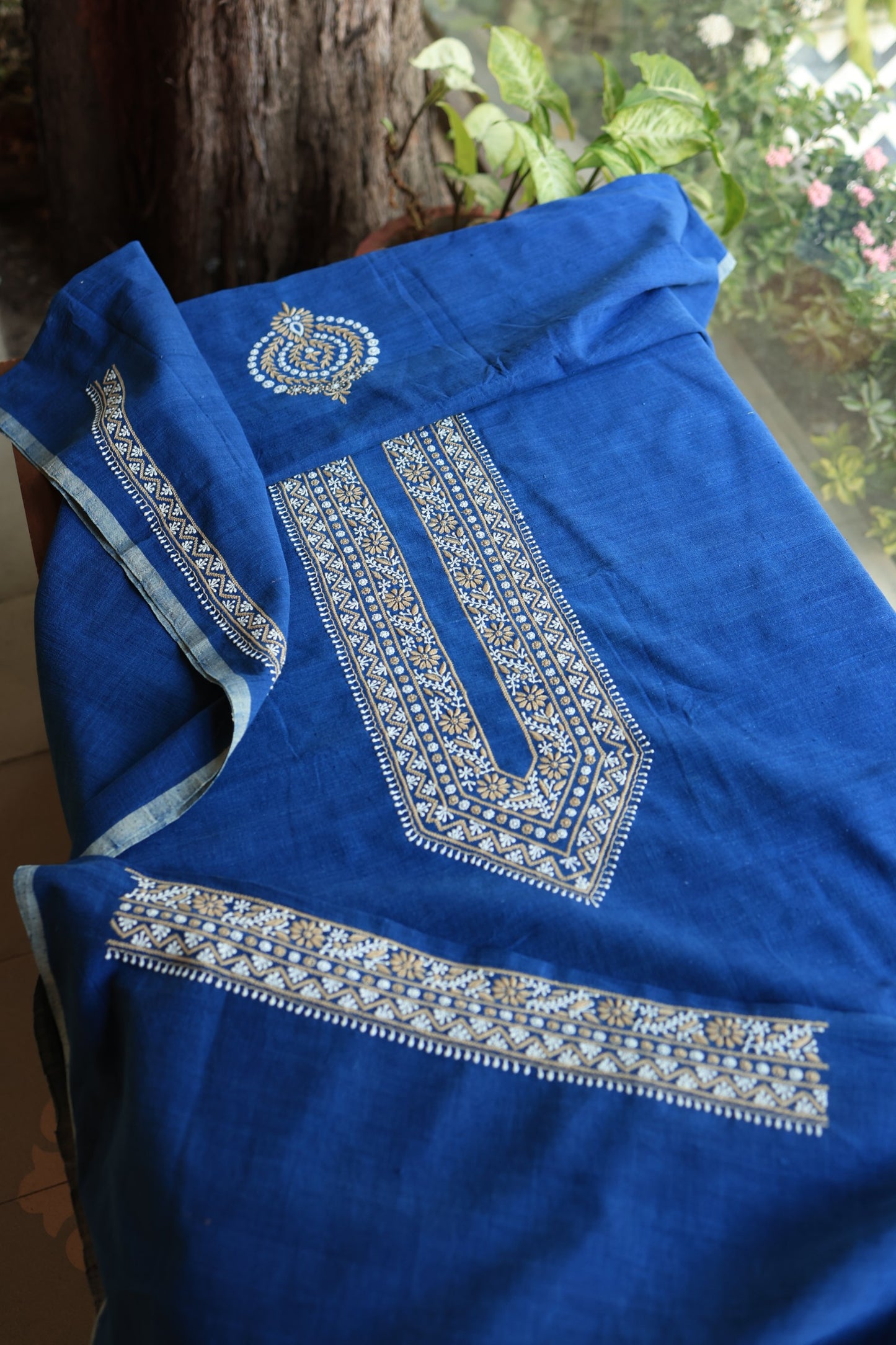 Ink Blue Malkha Handspun Khadi Kurtas Unisex Fabric