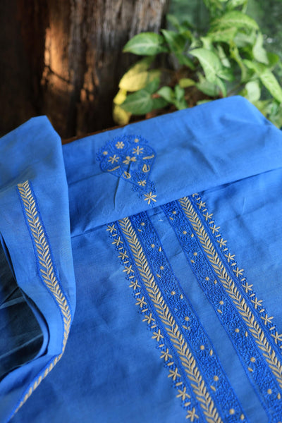 Ink Blue Malkha Handspun Khadi Kurtas Unisex Fabric