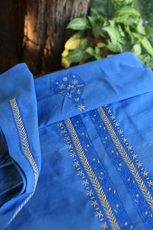 Ink Blue Malkha Handspun Khadi Kurtas Unisex Fabric