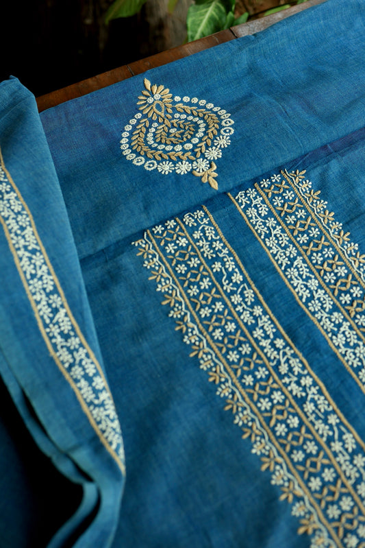 Ink Blue Malkha Handspun Khadi Kurtas Unisex Fabric