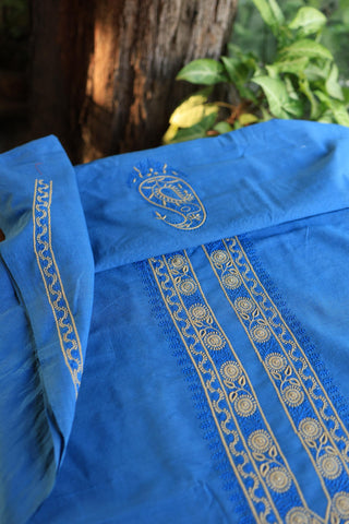 Ink Blue Malkha Handspun Khadi Kurtas Unisex Fabric