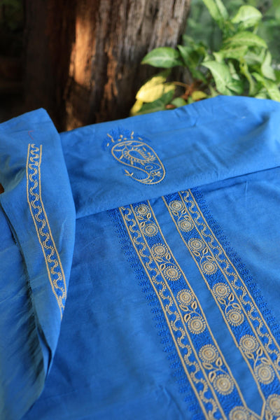 Ink Blue Malkha Handspun Khadi Kurtas Unisex Fabric