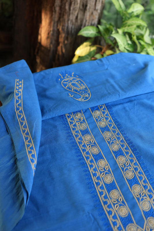 Ink Blue Malkha Handspun Khadi Kurtas Unisex Fabric