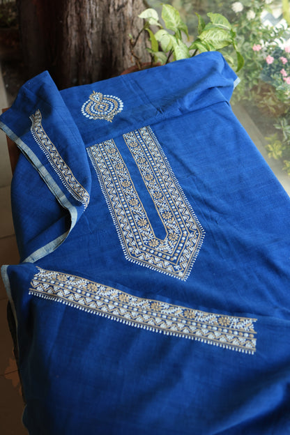 Ink Blue Malkha Handspun Khadi Kurtas Unisex Fabric