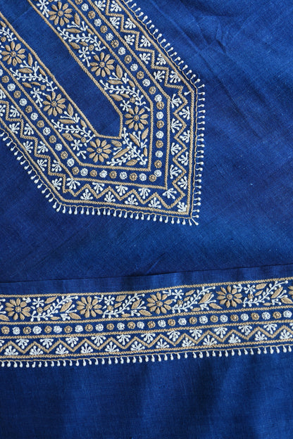 Ink Blue Malkha Handspun Khadi Kurtas Unisex Fabric