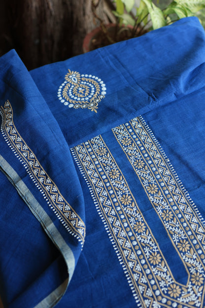 Ink Blue Malkha Handspun Khadi Kurtas Unisex Fabric