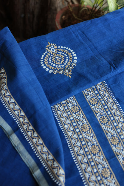 Ink Blue Malkha Handspun Khadi Kurtas Unisex Fabric