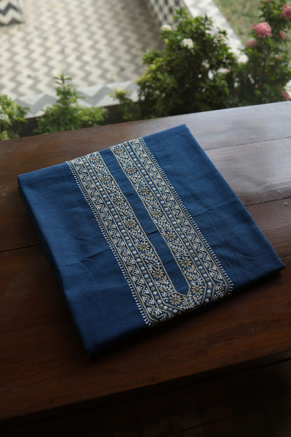 Ink Blue Malkha Handspun Khadi Kurtas Unisex Fabric