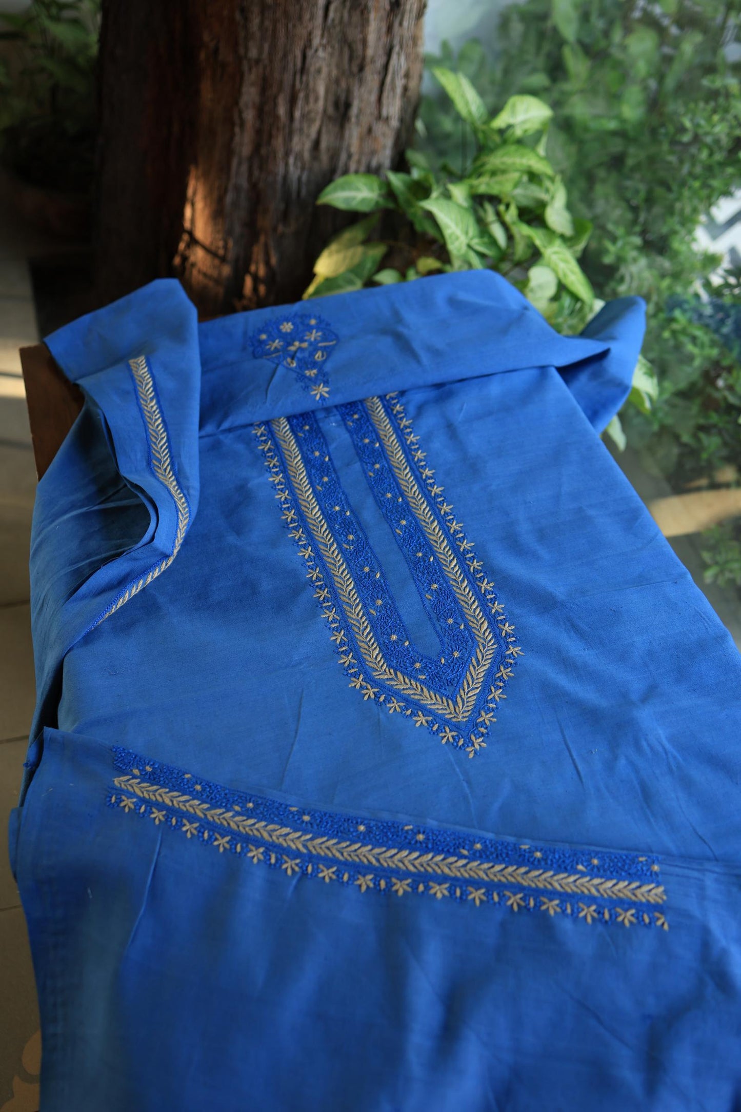Ink Blue Malkha Handspun Khadi Kurtas Unisex Fabric