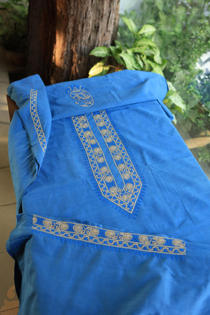 Ink Blue Malkha Handspun Khadi Kurtas Unisex Fabric