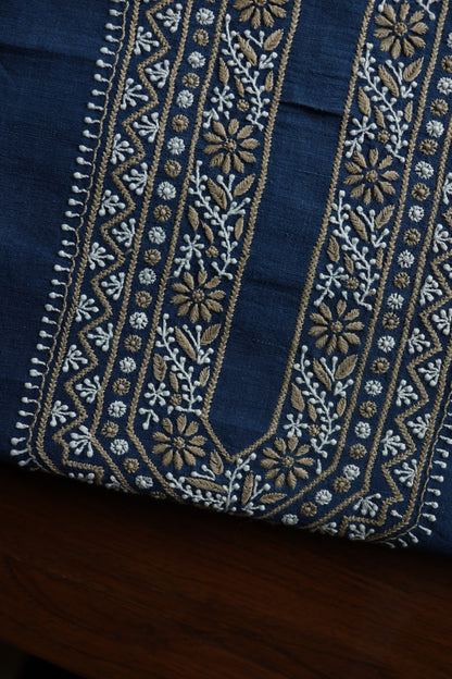 Ink Blue Malkha Handspun Khadi Kurtas Unisex Fabric