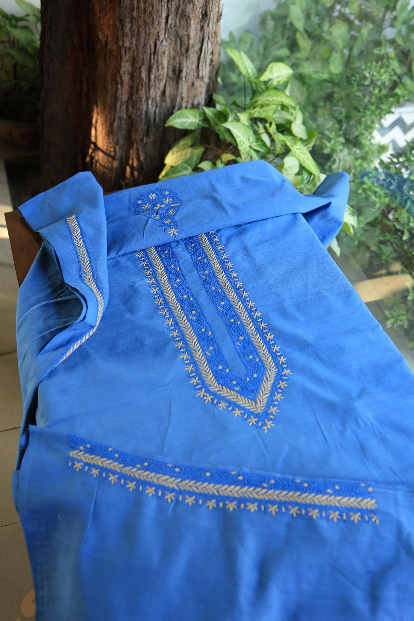 Ink Blue Malkha Handspun Khadi Kurtas Unisex Fabric