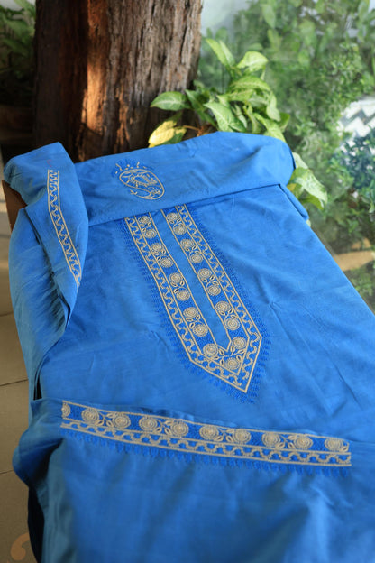 Ink Blue Malkha Handspun Khadi Kurtas Unisex Fabric