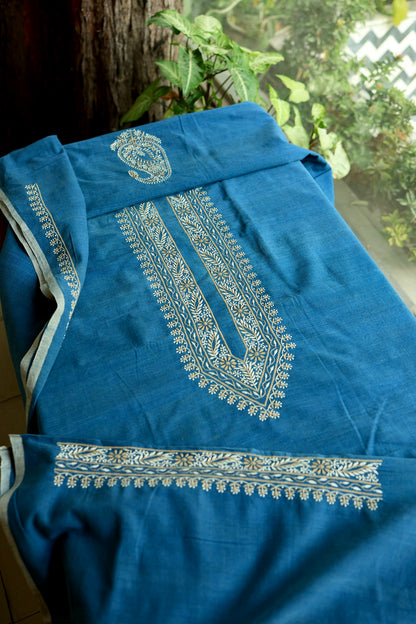 Ink Blue Malkha Handspun Khadi Kurtas Unisex Fabric