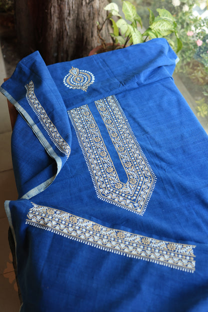Ink Blue Malkha Handspun Khadi Kurtas Unisex Fabric