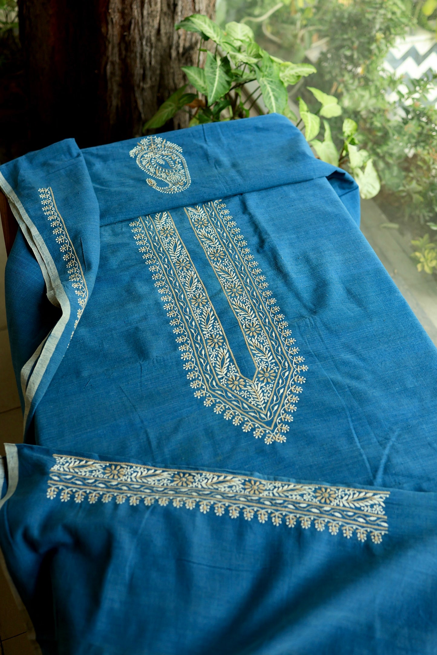 Ink Blue Malkha Handspun Khadi Kurtas Unisex Fabric