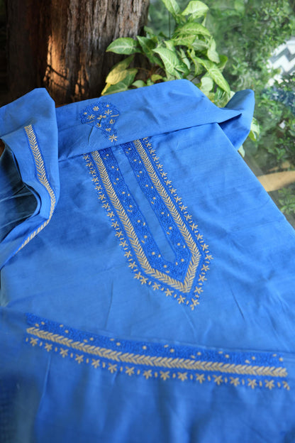 Ink Blue Malkha Handspun Khadi Kurtas Unisex Fabric