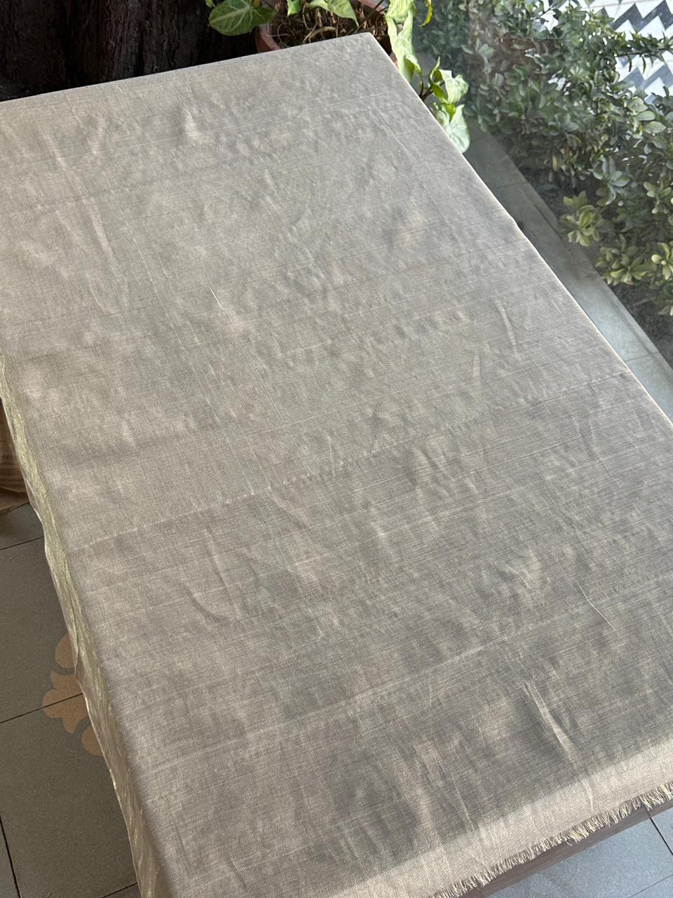 Ivory Beige Handloom Silk Woven Saree with Intricate Border Detailing