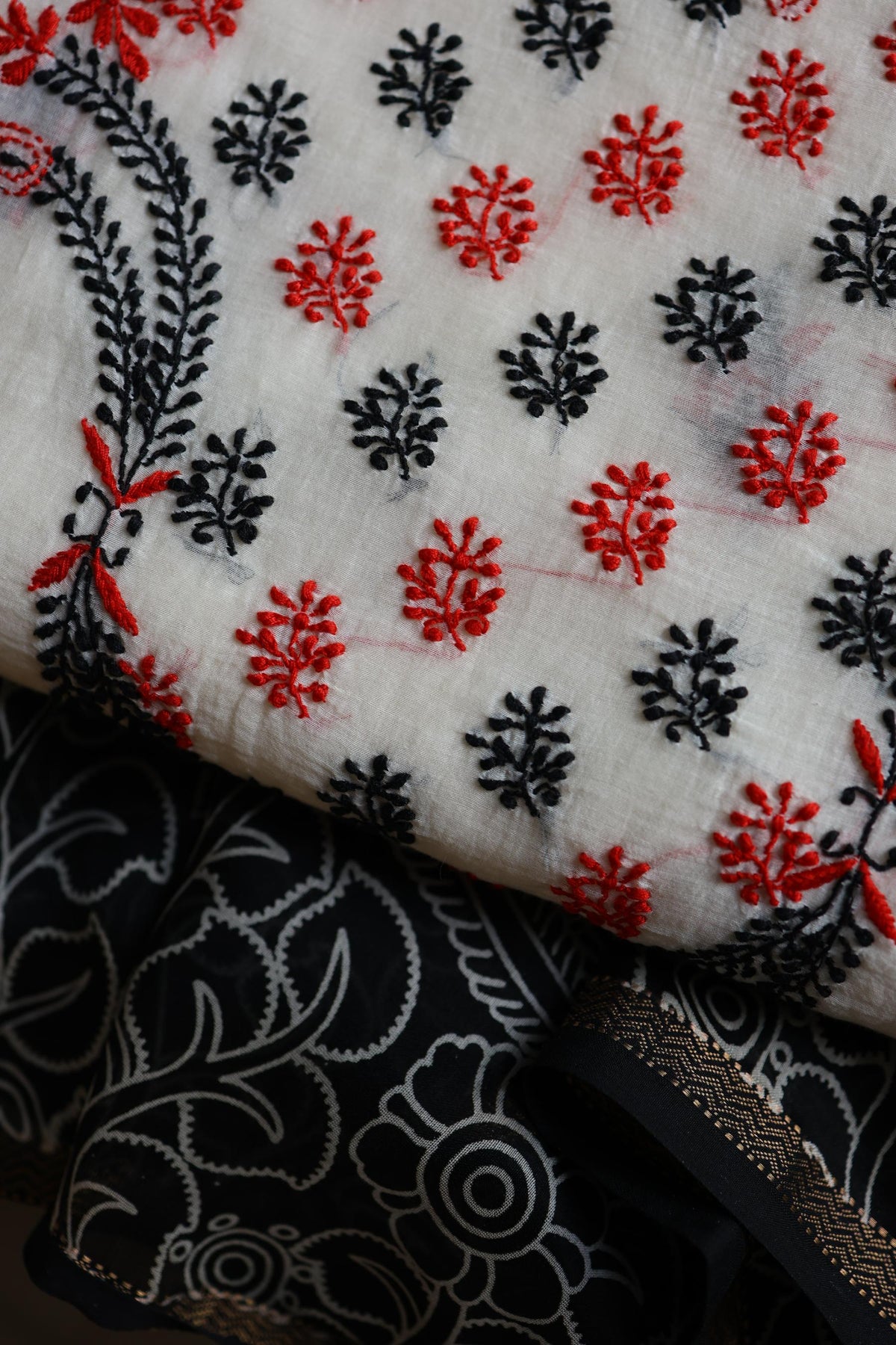 Ivory Mul Chanderi Silk Kalamkari Unstitched Kurta Dupatta Set