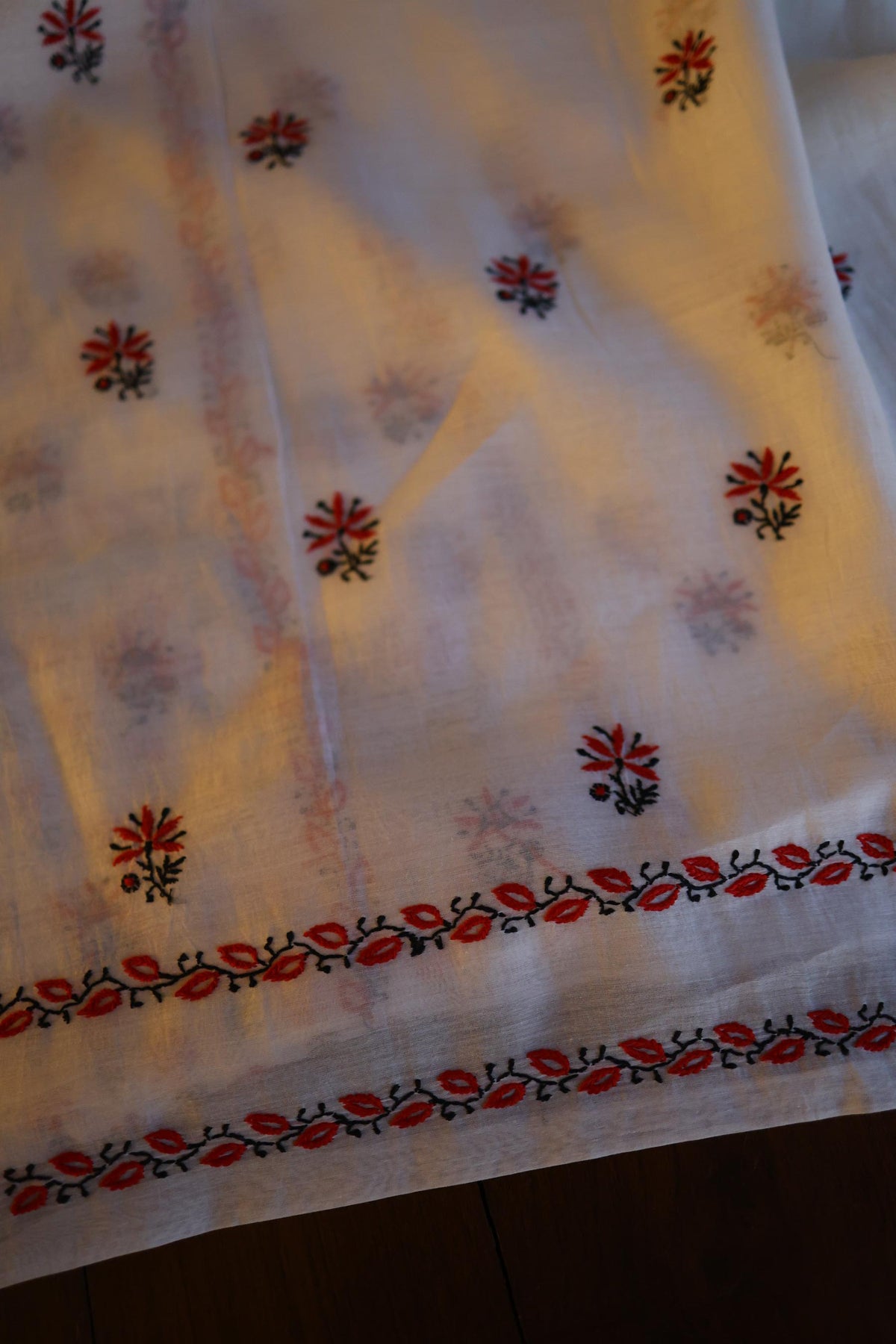 Ivory Mul Chanderi Silk Kalamkari Unstitched Kurta Dupatta Set
