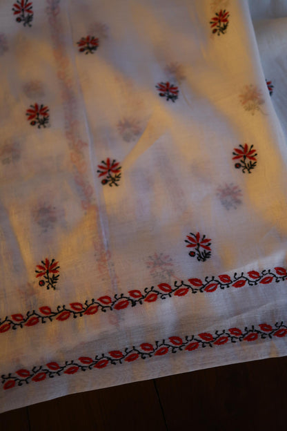 Ivory Mul Chanderi Silk Kalamkari Unstitched Kurta Dupatta Set