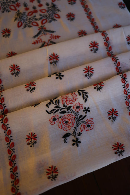 Ivory Mul Chanderi Silk Kalamkari Unstitched Kurta Dupatta Set
