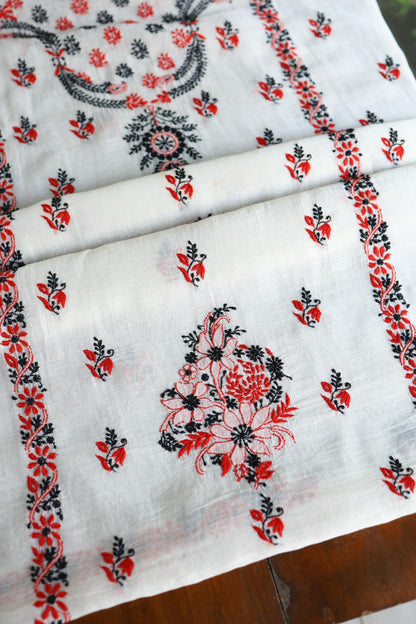 Ivory Mul Chanderi Silk Kalamkari Unstitched Kurta Dupatta Set
