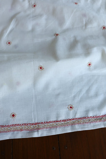 Ivory Shade Dhaka Cotton Unstitched Kurta & Dupatta Set