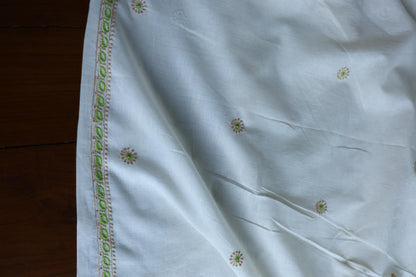 Ivory Shade Dhaka Cotton Unstitched Kurta & Dupatta Set