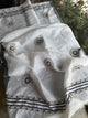Ivory White Semi-Pashmina Stole with Black & Gold Floral Embroidery
